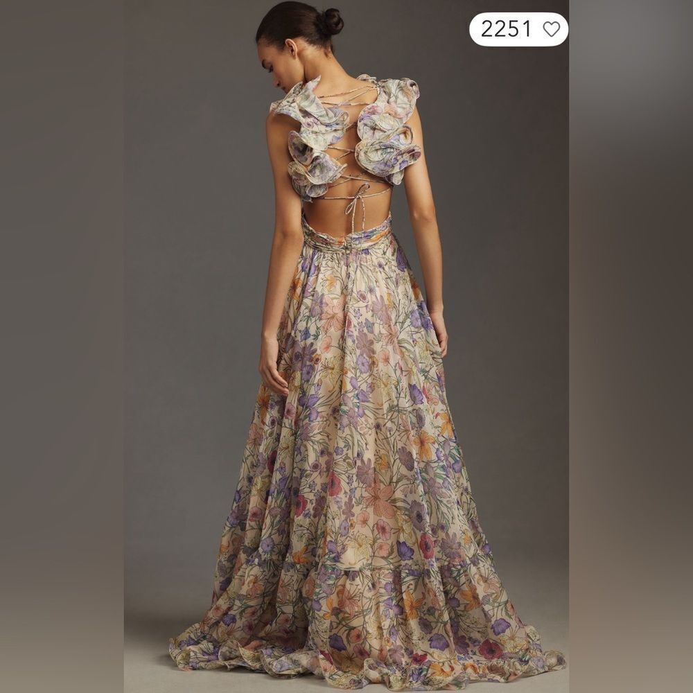 Mac Duggal Flutter-Sleeve V-Neck Maxi Dress/ size 10 - Picture 4 of 12